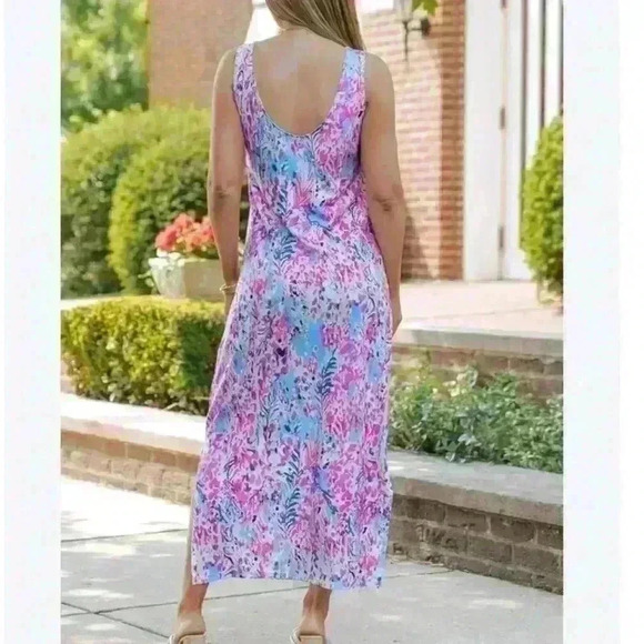 NWT Multicolor Abstract Sleeveless Floral Print Maxi Dress Large - Picture 2 of 13